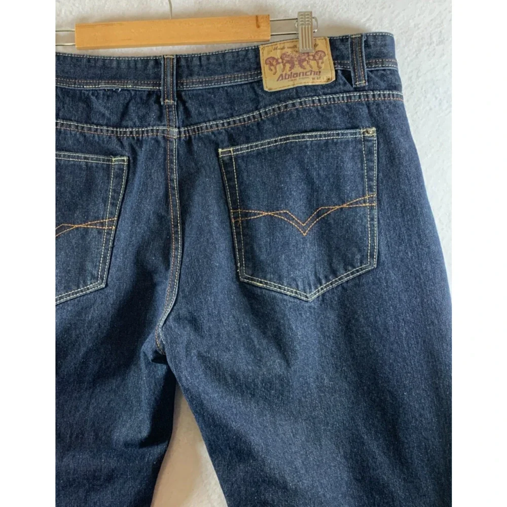 Vintage Y2K Ablanche Mens‎ Jeans 44x32 Dark Wash Blue Baggy Street Workwear